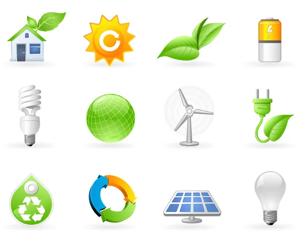 Ekoloji ve alternatif enerji Icon set Stok Illüstrasyon