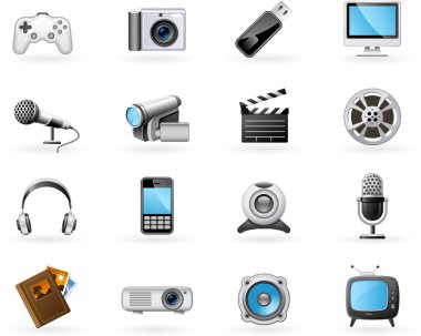 Multimedia icon set clipart