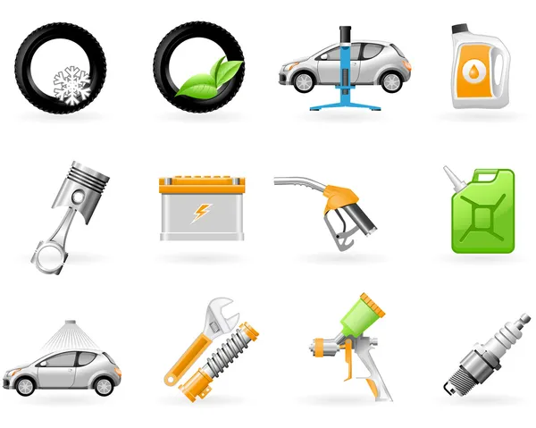 Conjunto de iconos de servicio y reparación de automóviles Ilustración de stock