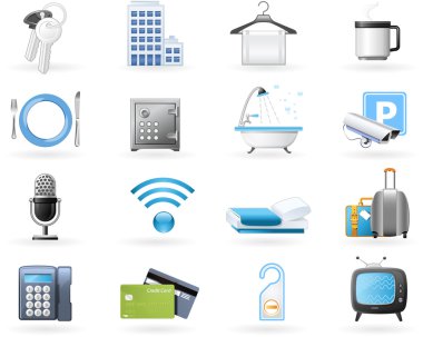 Hotel accommodation amenities clipart