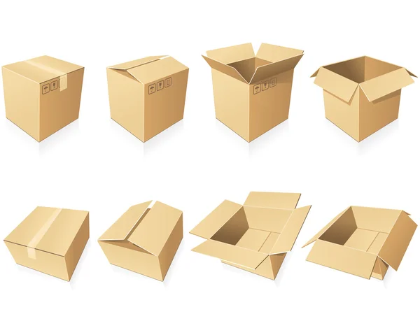 Blank cardboard boxes — Stock Vector