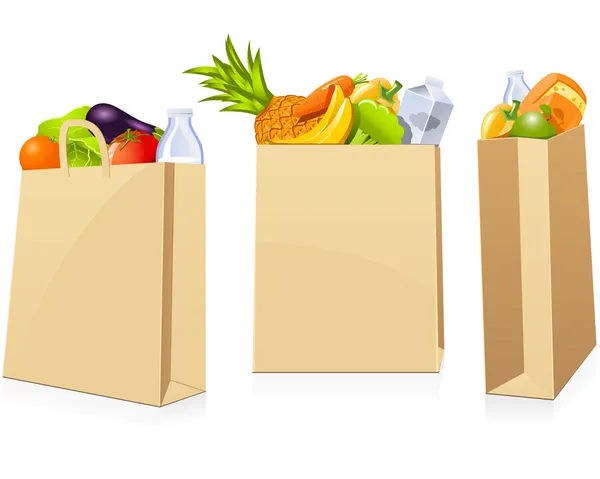 食料品の買い物袋 — ストックベクタ