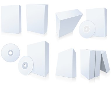 Software boxes in different positions with CD clipart