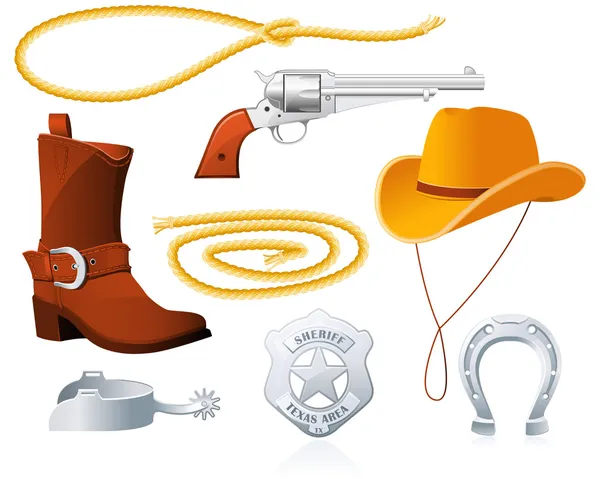 Cowboy accessoires — Stockvector