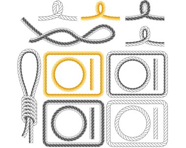Rope frames and knots isolated on the white clipart