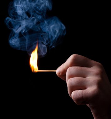 Ignition of match with smoke clipart