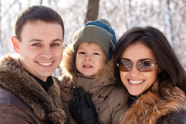 Çekici Aile Having Fun Kış Parkı — Stok fotoğraf