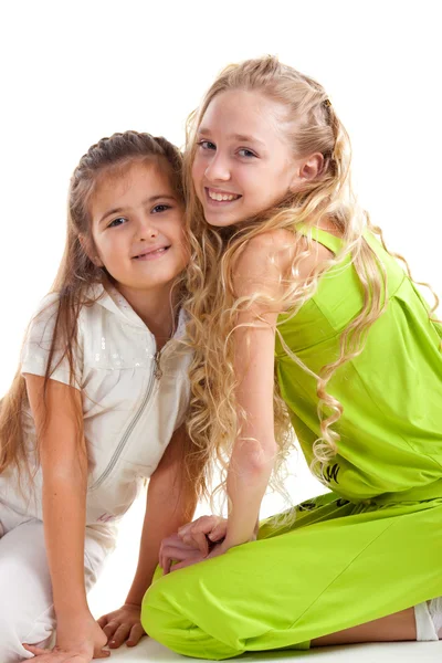 Merry girls, on white background — Stock Photo, Image