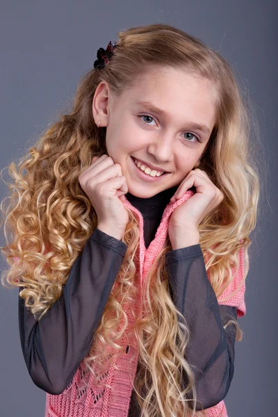 Little blond girl smiling — Stock Photo, Image