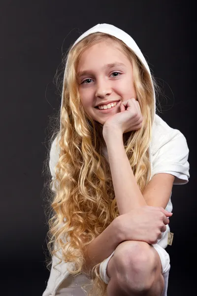 Little blond girl smiling — Stock Photo, Image