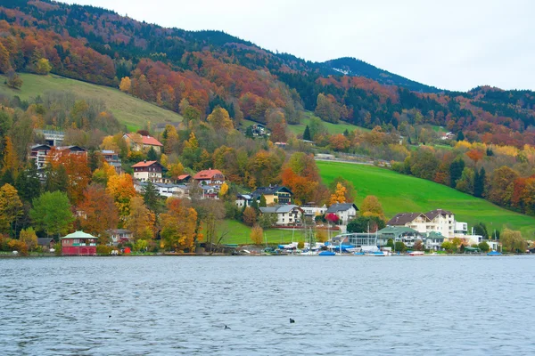 Μια Τράπεζα Γραφική Λίμνη Στην Περιοχή Salzkammergut Της Αυστρίας — Φωτογραφία Αρχείου