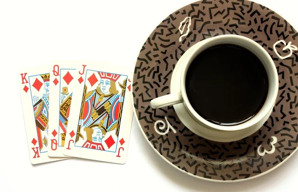 Kawa i karty — Zdjęcie stockowe