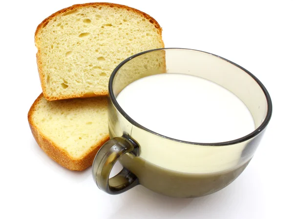stock image Black bread with milk