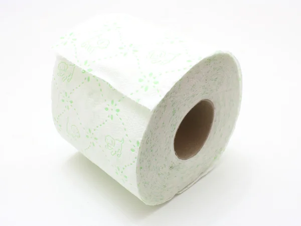 Wit rollen wc-papier geïsoleerd op witte materiaal; — Stockfoto