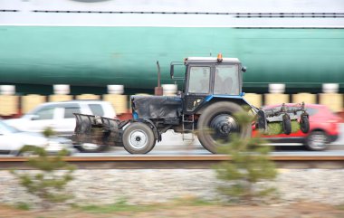 The tractor for cleaning of streets clipart