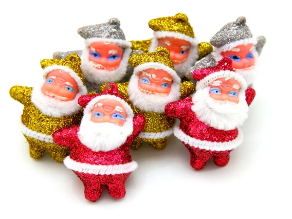 Some dolls of Santa Claus are together — Stock Photo, Image