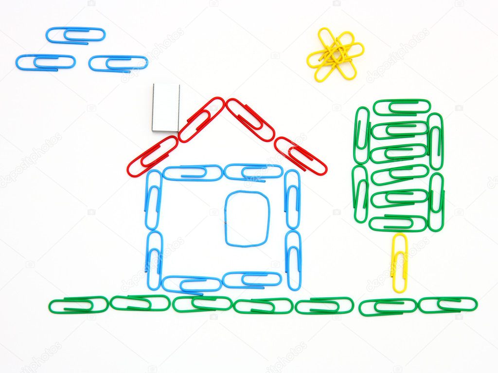The house and tree from paper clips