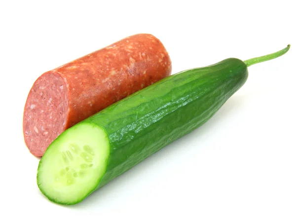 Taze sosis ve salatalık — Stok fotoğraf