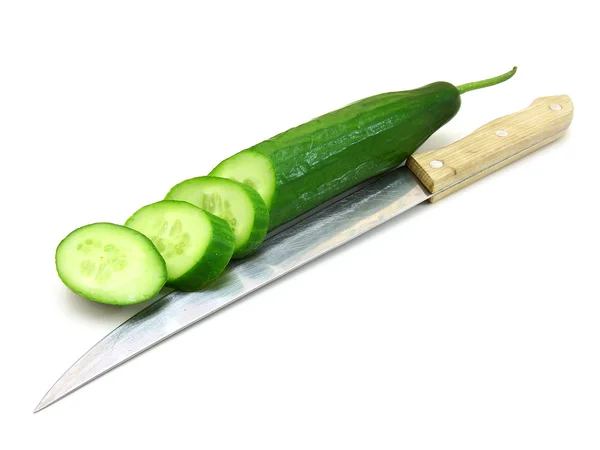 Fresh sausage and cucumber — Stock Photo, Image