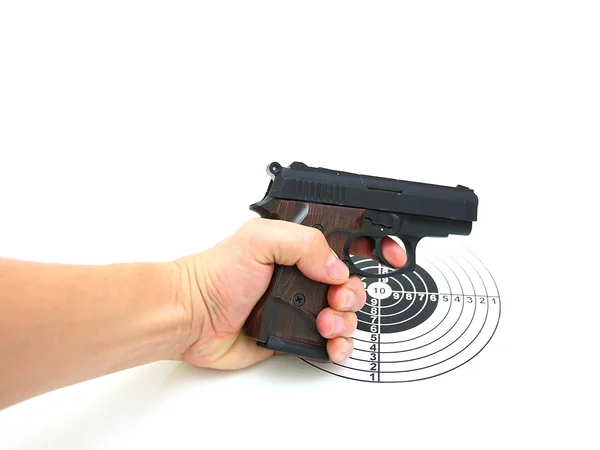 Hand mit Waffe isoliert — Stockfoto