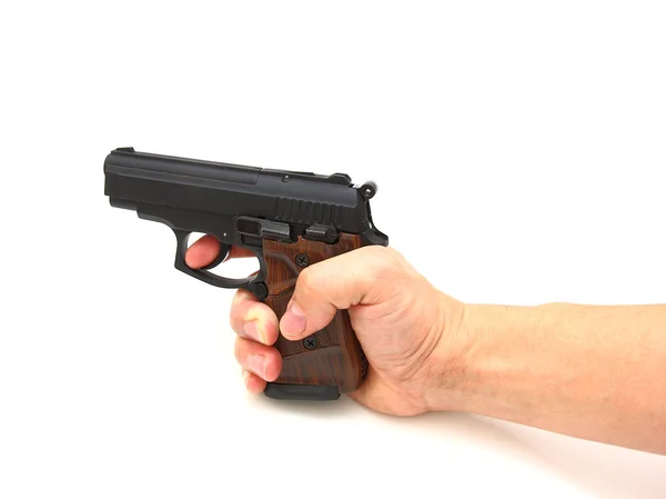 Ręki z pistoletu na białym tle — Zdjęcie stockowe