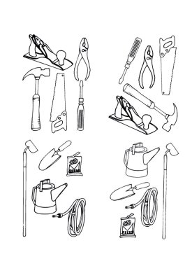 Collection vector of contours of various tools clipart