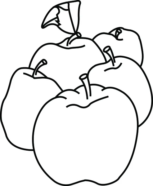 Ameixa de vetor, maçã e pêra — Vetor de Stock