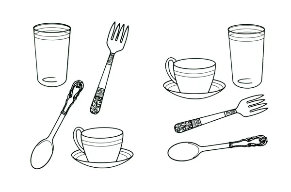 Ensemble de vaisselle — Image vectorielle