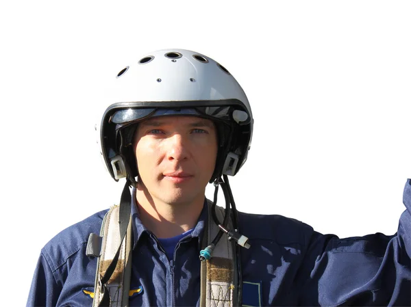 O piloto militar em um capacete — Fotografia de Stock