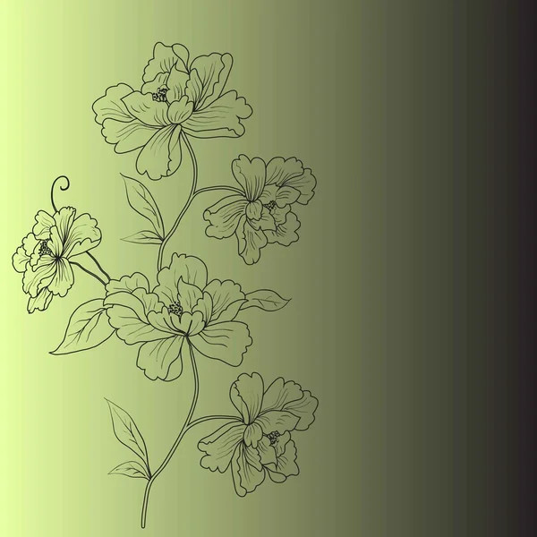 Eps10手描きの背景に幻想的な花 — ストックベクタ