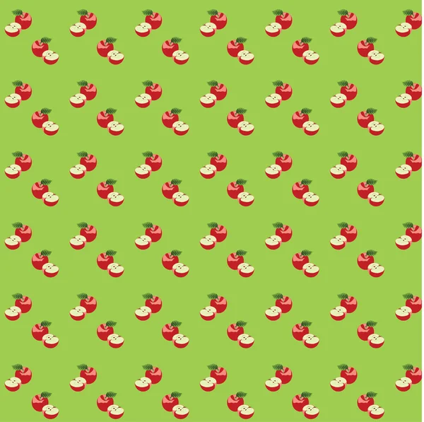Seamless pattern with apples on the green background.(can be rep — Stock Vector