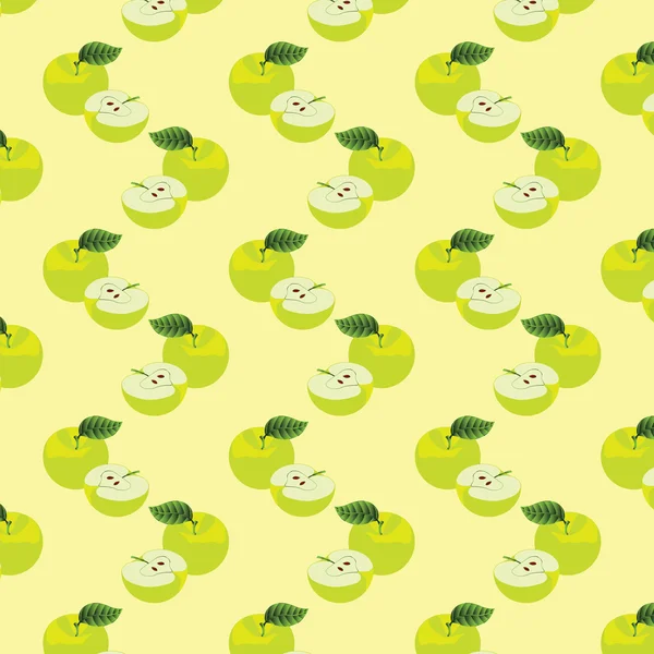 Nahtloses Muster mit Äpfeln auf grünem Hintergrund. — Stockfoto