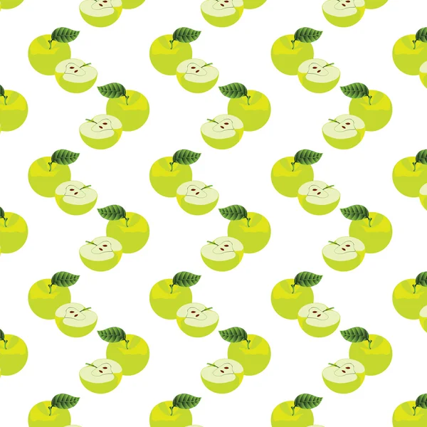 Seamless mönster med äpplen på grön bakgrund. — Stockfoto