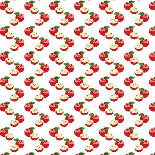 Seamless mönster med äpplen på grön bakgrund. — Stockfoto