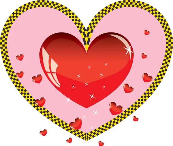 Ornement de Saint-Valentin avec rouge coeur d'amour taxi illustration — Photo