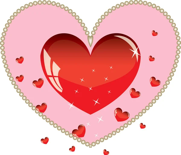 Valentines sieraad met rode liefde hart illustratie — Stockfoto