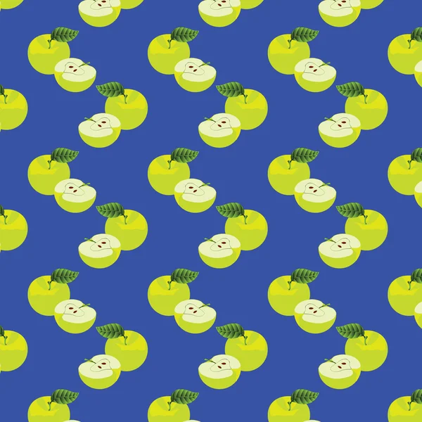 Nahtloses Muster mit Äpfeln auf grünem Hintergrund. — Stockfoto