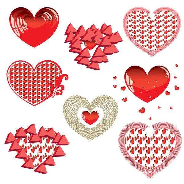 Conjunto de corazones rojos —  Fotos de Stock