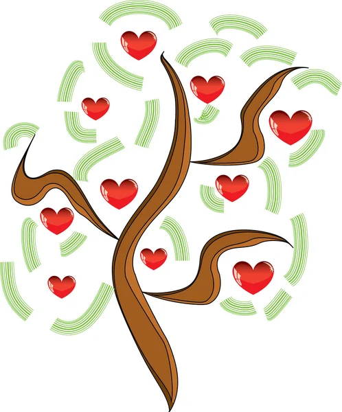Jabloň s červenými plody v podobě srdce — Stock fotografie