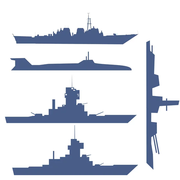Illustrazione con quattro collezione silhouette nave — Foto Stock