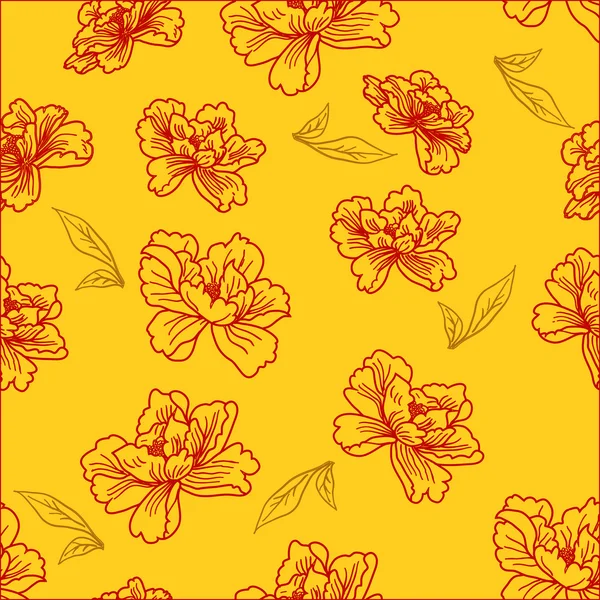 Seamless Wallpaper Seam Flower Leaves Eps10 — Stock Photo, Image