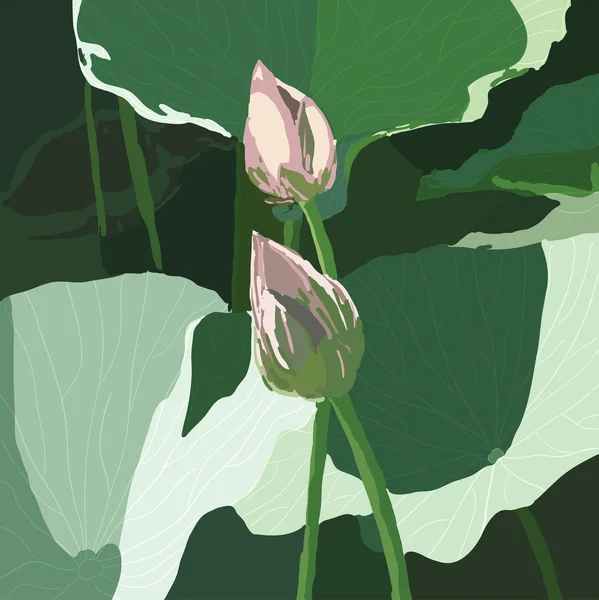 Eps 現実的なオリエンタル蓮の花イラスト — ストック写真