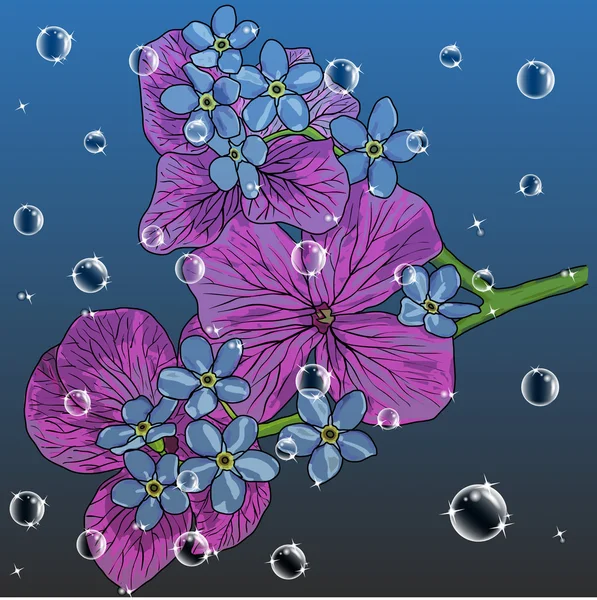 Virágos Háttér Kézzel Rajzolt Virágzó Tavasz Virágok — Stock Fotó