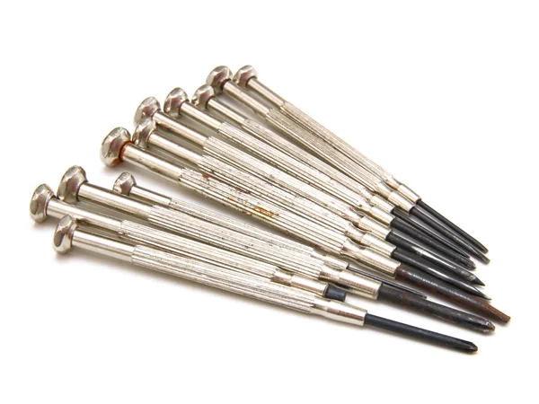 Several screwdrivers on the white background — Stock Photo, Image