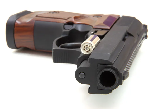Close Pistol Target Cartridges Isolated White Background Stock Photo