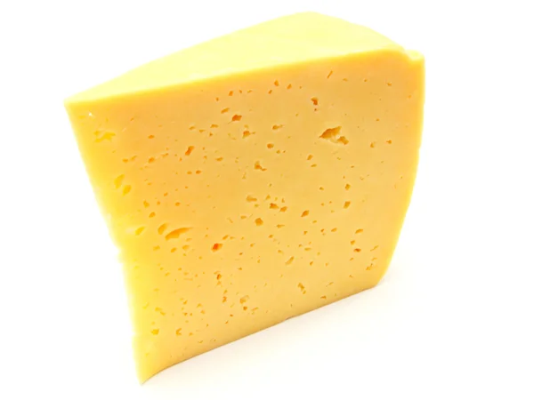 Шматок Швейцарського Сиру Ізольовані Білий Жовтий Делікатес — стокове фото