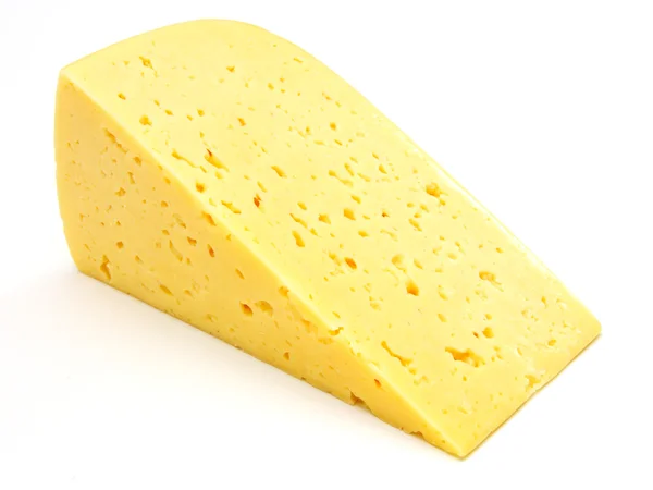 Een Stukje Zwitserse Kaas Geïsoleerd Wit Geel Delicatessen — Stockfoto