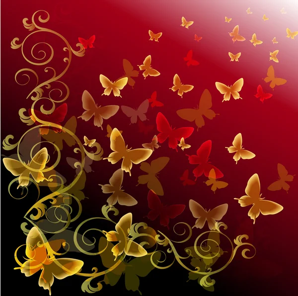 Fundo colorido abstrato com borboletas — Fotografia de Stock