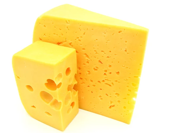 Beyaz Arka Planda Izole Edilmiş Bir Peynir Parçası — Stok fotoğraf