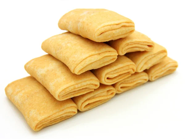 Fried Pancakes Stuffed Isolated Plate White Background — Stock Photo, Image